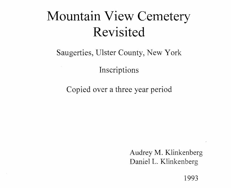 Title page Mountain View Cemetery Revisited