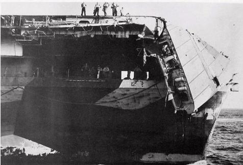 Storm damage USS Hornet CV12