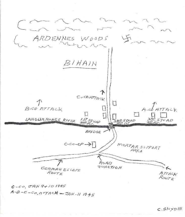 Map of the Battle of Bihan Belgium