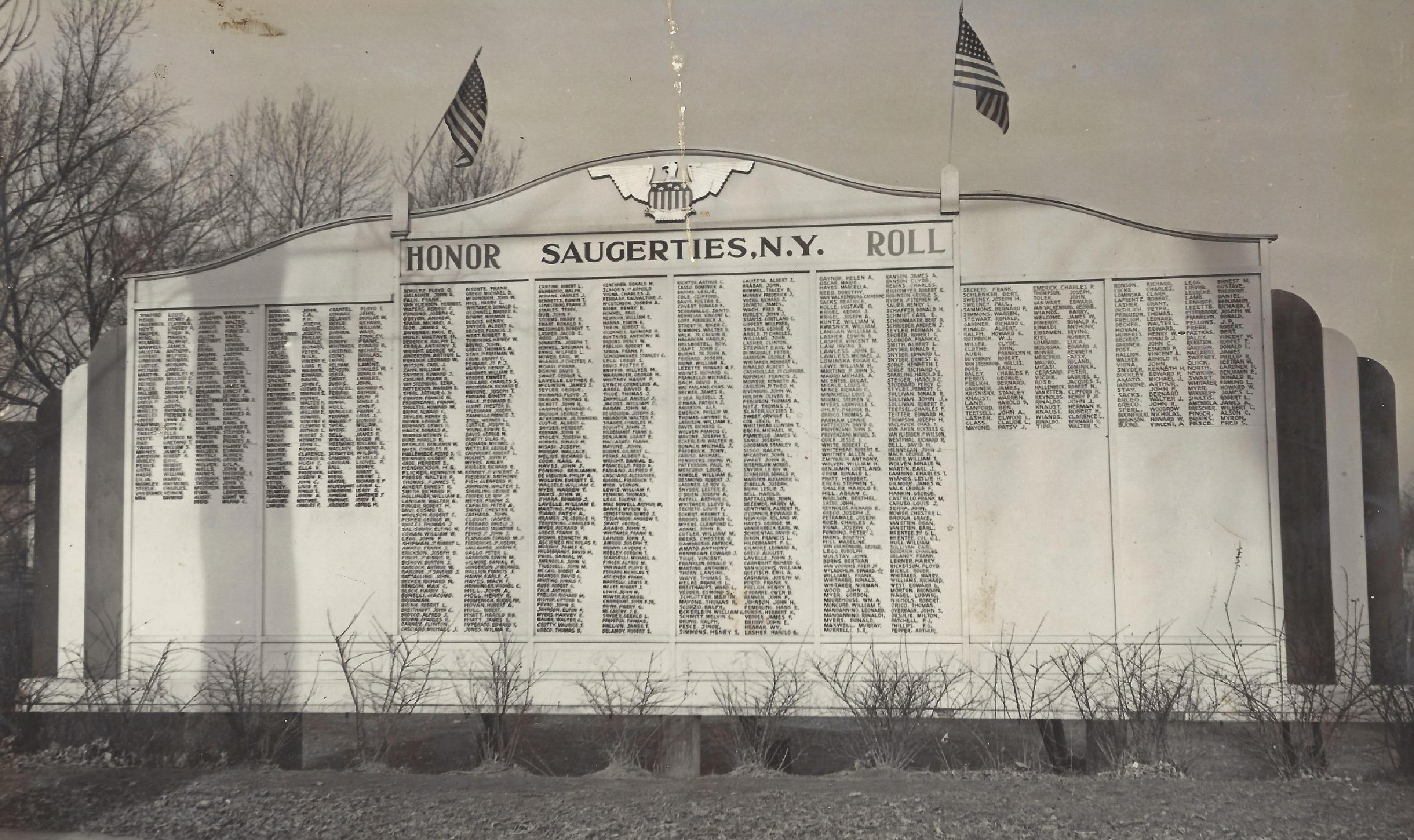 The Saugerties, NY World War Two Honor Roll Monument