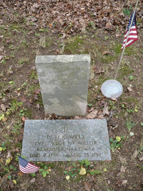 Cemetery Stone And Marker of Rev War Soldier Peter Wells