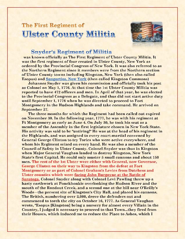 The First Regi. of the Ulster County Militia