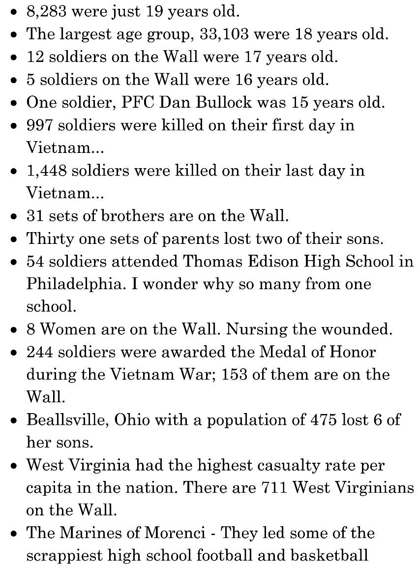 Vietnam wall statistics